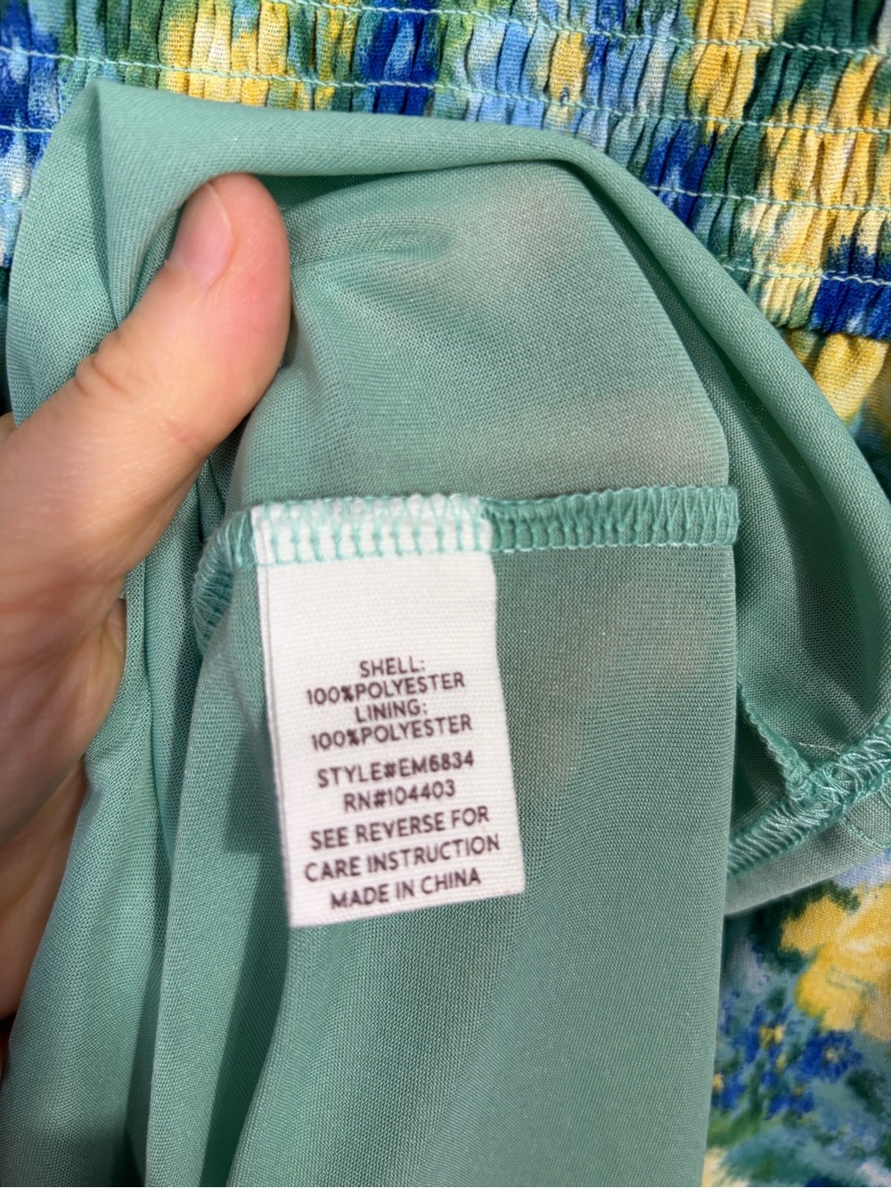 Blu Pepper Vibrant Blue Green and Yellow Smocked Top Midi Dress Size Large - Picture 6 of 9